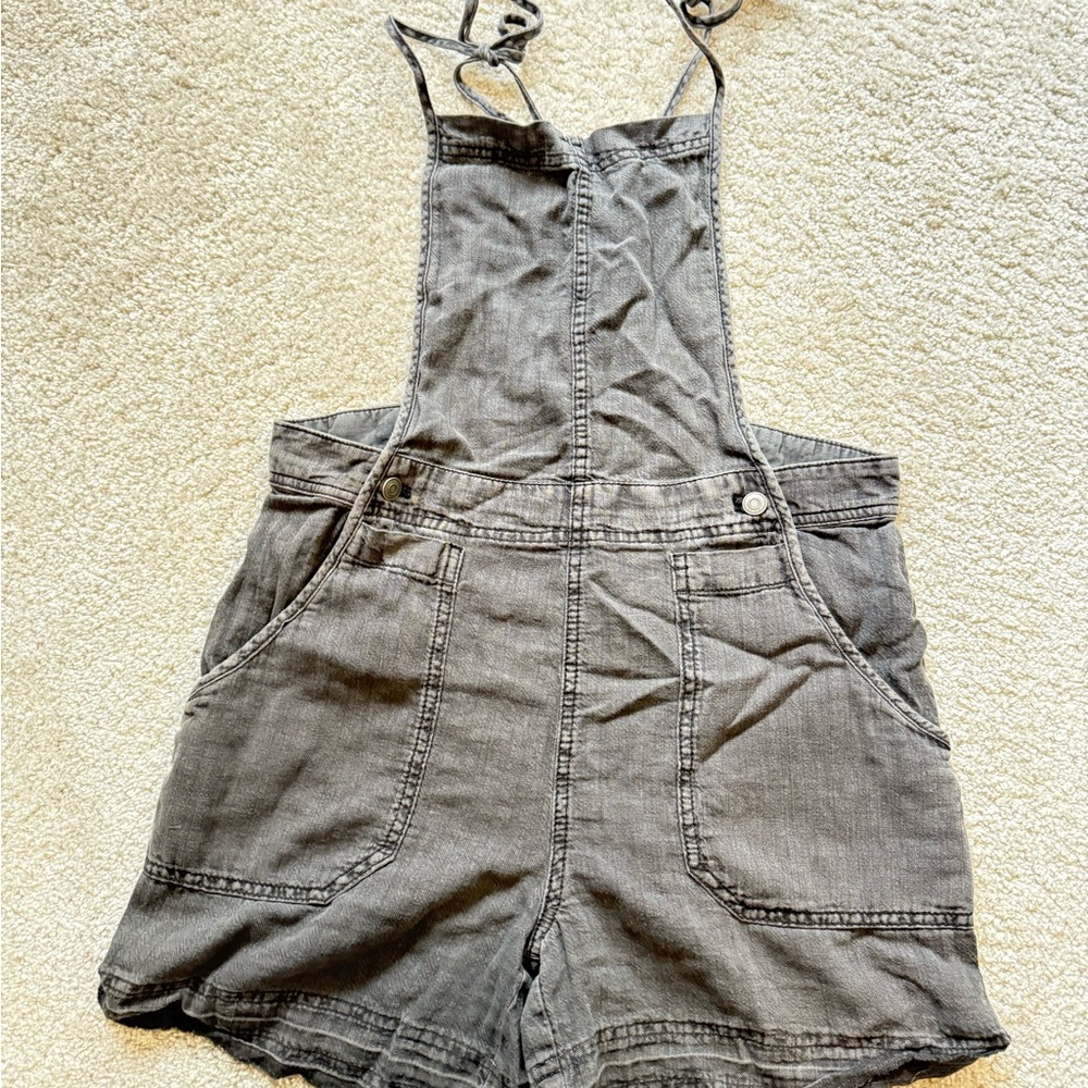 Free People Charcoal Soft Denim Overalls